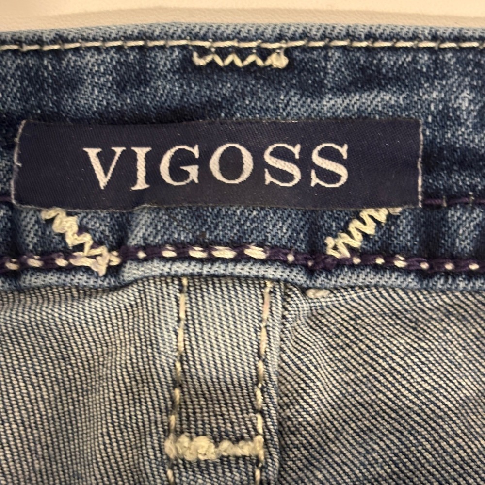 Vigoss Chelsea Boyfriend Blue Jeans Women 20 Distressed Embroidered Heritage - Picture 2 of 13